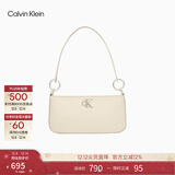 Calvin Klein时尚腋下包礼物休闲通勤洋气包包金属字母拉链CK女包单肩法棍包 67U-牛奶白 OS