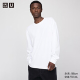 优衣库男装女装大师T AIRism棉混纺圆领T恤长袖25秋冬新款479781 00 白色 S