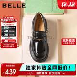 百丽女鞋乐福鞋女英伦小皮鞋25秋新通勤单鞋JD007CM5 黑色-亮面 38
