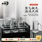 青苹果白酒杯二两杯刻度分酒器玻璃酒壶6只 家用饭店用