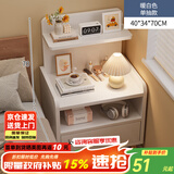 修乐床头柜简约现代家用卧室收纳柜2024新款床头置物架出租房用小柜子 【木腿+单抽】暖白色40cm
