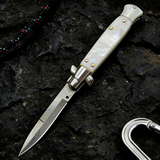 赫瓦达折叠刀意大利黑手AKC户外战术侧跳折叠刀野外生存刀随身防身刀 黑手党ACK-折叠刀-白刃【白树脂柄】