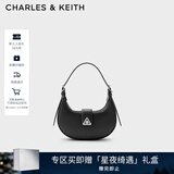 CHARLES&KEITH三角扣新月包腋下包单肩包包女包女友生日新年礼物CK2-50271205 Noir黑色 S