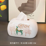 俏芭妃纸巾盒摆件客厅抽纸餐巾创意陶瓷北欧风格餐桌轻奢风茶几ins纸抽 有鹿+弹簧支架