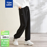 唐狮春夏季新款女休闲裤显瘦高腰抽绳束脚运动裤子女 加绒款/黑色 L