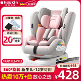 Heekin德国 儿童安全座椅汽车用0-4-12岁婴儿宝宝360度旋转ISOFIX硬接口 时尚粉(ISOFIX+360度旋转)