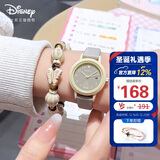 迪士尼（Disney）手表女简约小圆盘带日历石英表初高中学生女孩防水手表圣诞