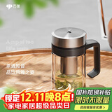 万象（WANXIANG）玻璃杯V219手柄办公杯双层泡茶杯360ML商务办公带滤网水杯