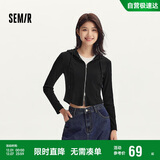 森马（Semir）外套女短款修身显瘦上衣秋装正肩连帽针织夹克通勤101524108005