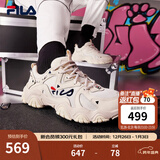 FILA 斐乐猫爪鞋4代女鞋老爹鞋情侣运动鞋复古时尚休闲鞋网面透气 【女款】古白色/白天鹅-AW 35.5