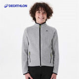 迪卡侬户外运动保暖舒适儿童抓绒衣浅灰色2763366 161-172cm14-15岁