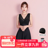 梵迪拉（F.DYRAA）泳衣女温泉遮肚显瘦连衣裙游泳衣速干透气游泳四件套11028黑色2XL