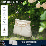 CHARLES&KEITH子母链条大容量流浪包托特包单肩斜挎包女包生日礼物CK2-40671449 【L号】Cream奶白色 L