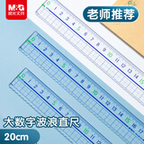 晨光（M&G）文具高透大数字亚克力波浪尺子小学生直尺20cm文具考试专用 ARL96223中考高考