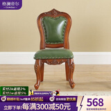 格澜帝尔（growdear） 小椅子欧式客厅真皮凳小圆凳子宝宝换鞋凳家用沙发凳实木靠背椅 雕刻靠背湖水绿370*360*705大款 30cm 雕刻小款