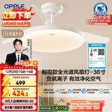 欧普照明（OPPLE）风扇灯吊扇灯护眼全光谱智控LED照明Ra95餐厅卧室灯包安装 冰风白