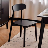 远舰全实木椅子餐椅家用靠背椅中古风原木风奶油风书桌椅简约餐桌椅子 黑色+纯实木座板 全实木 1把（整装发货免安装 两把起发）