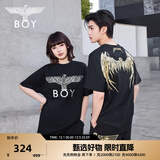 BOY LONDON【金翼锁链】夏季短袖情侣款翅膀烫金潮牌凉感T恤N01918 黑印金N01918 经典升级 M
