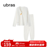 ubras【虞书欣同款】兔绒绒开襟家居服套装厚款女加绒睡衣冬季女 【长袖长裤套装】纯白色 M