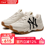 MLB官方老爹鞋女鞋子 新款运动鞋男鞋情侣休闲鞋NY跑步鞋 3ASHC104N 洋基队/浅米黄色（升级款） 36.5 (230mm)