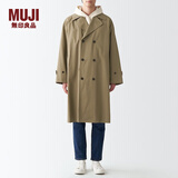 无印良品 MUJI 男女通用 不易沾水 宽版 双排扣大衣 无性别 男款女款 BDE15C1A 深米色 L-XL