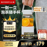 北鼎（Buydeem）泡茶随手杯 茶水分离家用耐高温玻璃杯便携 钛茶篮 630ml燕麦白