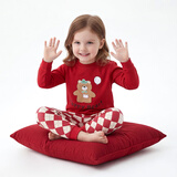 斑巴豆迪7A抗菌儿童纯棉保暖内衣套装男女宝秋衣秋裤两件套秋冬家居服睡衣