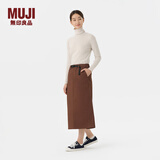 MUJI女式 丝光斜纹 窄裙  长半身裙女冬季款裙子 BEY02C4A 棕色 L (165/70A)