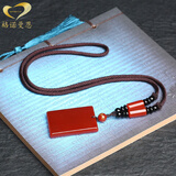 格诺曼恩红玛瑙平安无事牌吊坠男士项链方牌水晶护身符饰品 不刻字款