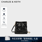 CHARLES&KEITH迷你菱格流浪包单肩斜挎双肩包包女包生日圣诞礼物CK2-60782390 【S号】Black黑色 S