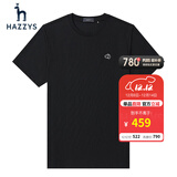 HAZZYS哈吉斯男装 【薄荷曼波风】夏款刺绣圆领短袖T恤衫ASTZE03BE65 黑色BK XL (180/100A 50)