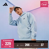 adidas情侣加绒加厚宽松连帽长袖套头卫衣男女秋冬阿迪达斯轻运动 蓝色/黑色   XL