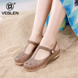 维布伦洞洞鞋女夏季玛丽珍凉鞋厚底防滑沙滩鞋镂空软底舒适外穿户外拖鞋 玫瑰金 37 正码正拍