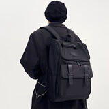 BACKSTAGE潮牌轻便双肩包男大容量初中生书包女大学生高中休闲旅行电脑背包 黑色大号 现货