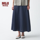 MUJI MUJI 女式 法国亚麻 宽摆裙 BEK03C1S 深藏青色 L