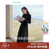 茵曼（INMAN）2025秋冬女装新款灯芯绒连衣裙新品长袖休闲针织礼服中长裙子 午夜黑-18348357H1 XL