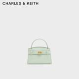 CHARLES&KEITH鳄鱼纹凯莉包手提斜挎婚包包女包生日礼物新年礼物CK2-50270880-1 MINT GREEN薄荷绿色 S