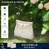 CHARLES&KEITH子母链条大容量流浪包托特包单肩斜挎包女包生日礼物CK2-40671449 【L号】Cream奶白色 L