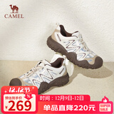 骆驼（CAMEL）经典丑萌鞋女时尚撞色户外休闲鞋 L24S469647A 米/银/咖 38