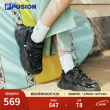 FILA FUSION斐乐女鞋BIANCO老爹鞋季新款硬糖鞋休闲鞋厚底运动鞋女 黑色-BK 35.5