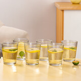 青苹果无铅玻璃水杯265ml6只装 竖纹漱口杯茶杯牛奶杯啤酒杯饮料杯