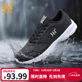 361°运动鞋男鞋秋冬季透气网面跑鞋黑色通勤轻质户外慢跑步鞋 曜石黑/361度白【皮革面防泼水】 44