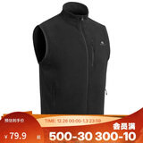 迪卡侬男士秋冬马甲MH120户外保暖摇粒绒拉链背心黑色M 1406394