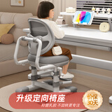 童状元儿童学习椅c12中小学生写作业升降椅可调节家用座椅电脑椅凳子 手摇升降调节+动态追背灰
