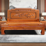 惠寻 京东自有品牌 金花梨木中式古典主卧家具双人床1.8米雕刻家具 全榫卯升级老虎脚单床 1800*2000mm榫卯款