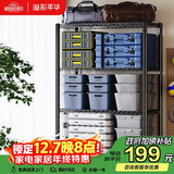 溢彩年华置物架落地货架多功能杂物架多层厨房储物架【层高可调90cm】2397