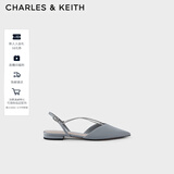 CHARLES&KEITH水钻链条平跟凉鞋拖鞋女士CK1-70900271-A Light Blue浅蓝色 36
