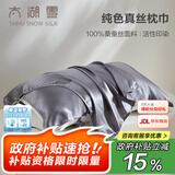 太湖雪真丝枕巾100%桑蚕丝16姆米绸枕头巾一只装丝滑成人枕头套差旅学生 冰川灰48*74cm 1支 装