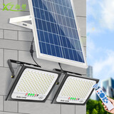 湘哲新款太阳能灯户外投光灯自动感应大功率庭院灯led路灯露营营地灯 一拖二共4000W+遥控+共10米线