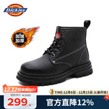 Dickies马丁靴女6孔春季新款短靴 经典光面平底英伦风女靴秋冬新款 28黑色(加绒) 37
